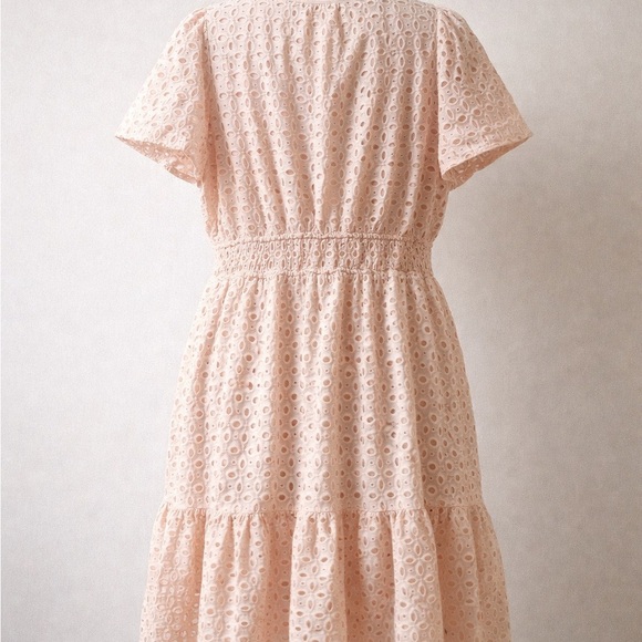 Anthropologie Blush Eyelet Midi Dress - Picture 2 of 3